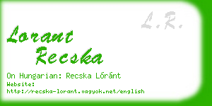 lorant recska business card